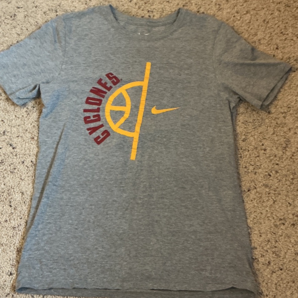 Nike Gray Tee with Cyclones and Swoosh Design